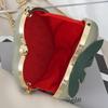 Strawberry Print Red Leather Crossbody Bag Gold Studs Chain Strap Lovely Mini Shoulder Purse for Girls Party Gift