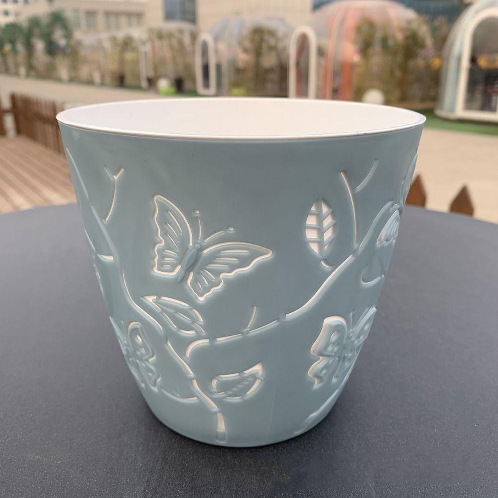 Plastic Succulent Flower Pot Colored Plant Planter Butterfly Relief Flowerpot  Office