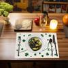 Of 4 Or 6 St. Patrick'S Day Placemats, Designed with a Green Lucky Shamrock Motif, Measuring 12X18 Inches, Ideal for Festive Gatherings At Home, As We
