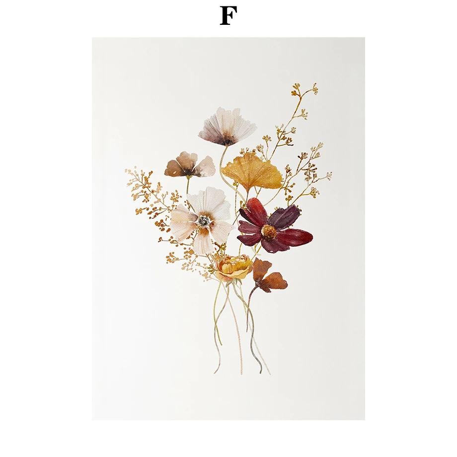 Boho Floral Artwork Watercolor Botanical Print Wildflowers Bouquet Wall Art Canvas Painting Nordic Poster Home Living Room Decor