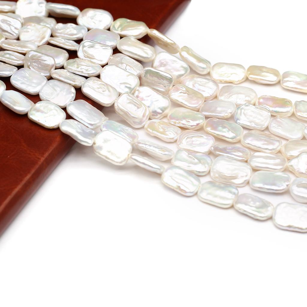 1 Snoer, Witte Natuurlijke Zoetwaterparels, Handgemaakte Rechthoekige Parelkralen voor Sieraden Maken DIY Kettingen, Armbanden Knutselen, Lengte 36cm)