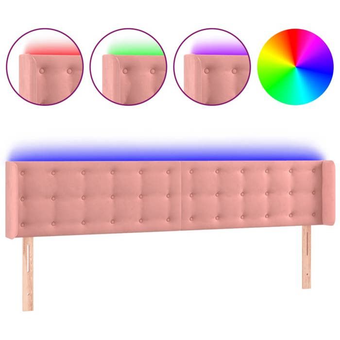 VidaXL Tête de Lit à LED Meuble de Chambre à Coucher Accessoire de Lit Double Tête de Cadre de Lit Intérieur Rose 3123735