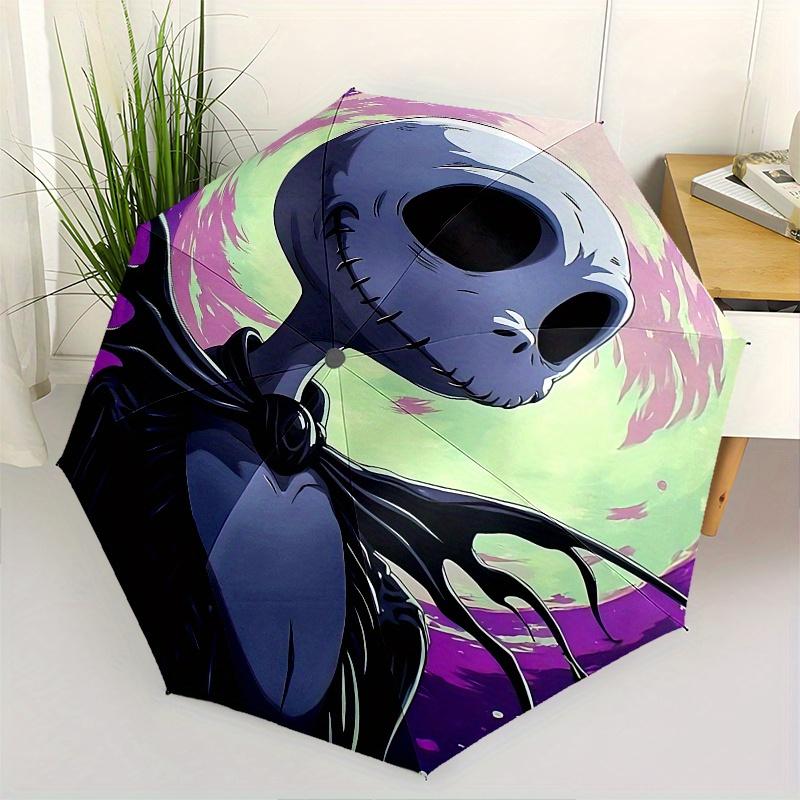 

1 Auto Open Jack Skellington, Nightmare Before Christmas Themed Colorful 8-rib Portable Umbrella for Men and Women, A Compact Commuting Comp