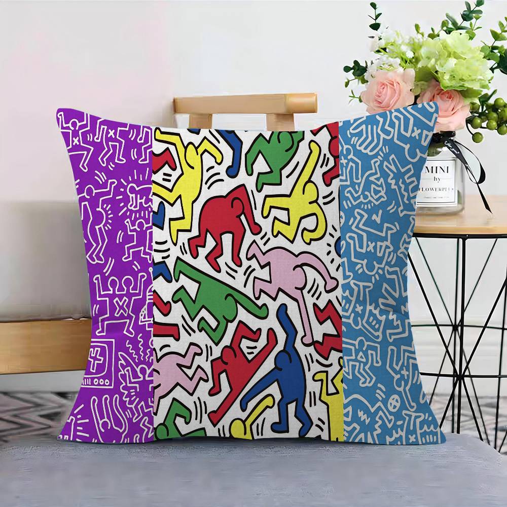 K-Keiths H-Haring Personalized picture text home decorative pillows Household Gifts 45x45cm