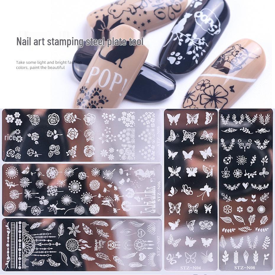Vintage Floral & Butterfly Nail Art Stamping Plate - Snowflake, Ripple & Cartoon Styles