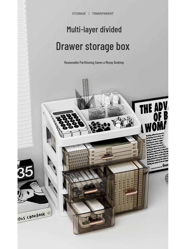 Desktop Skincare & Stationery Organizer: Large-Capacity, Multi-Layer, Drawer-Type Storage Box