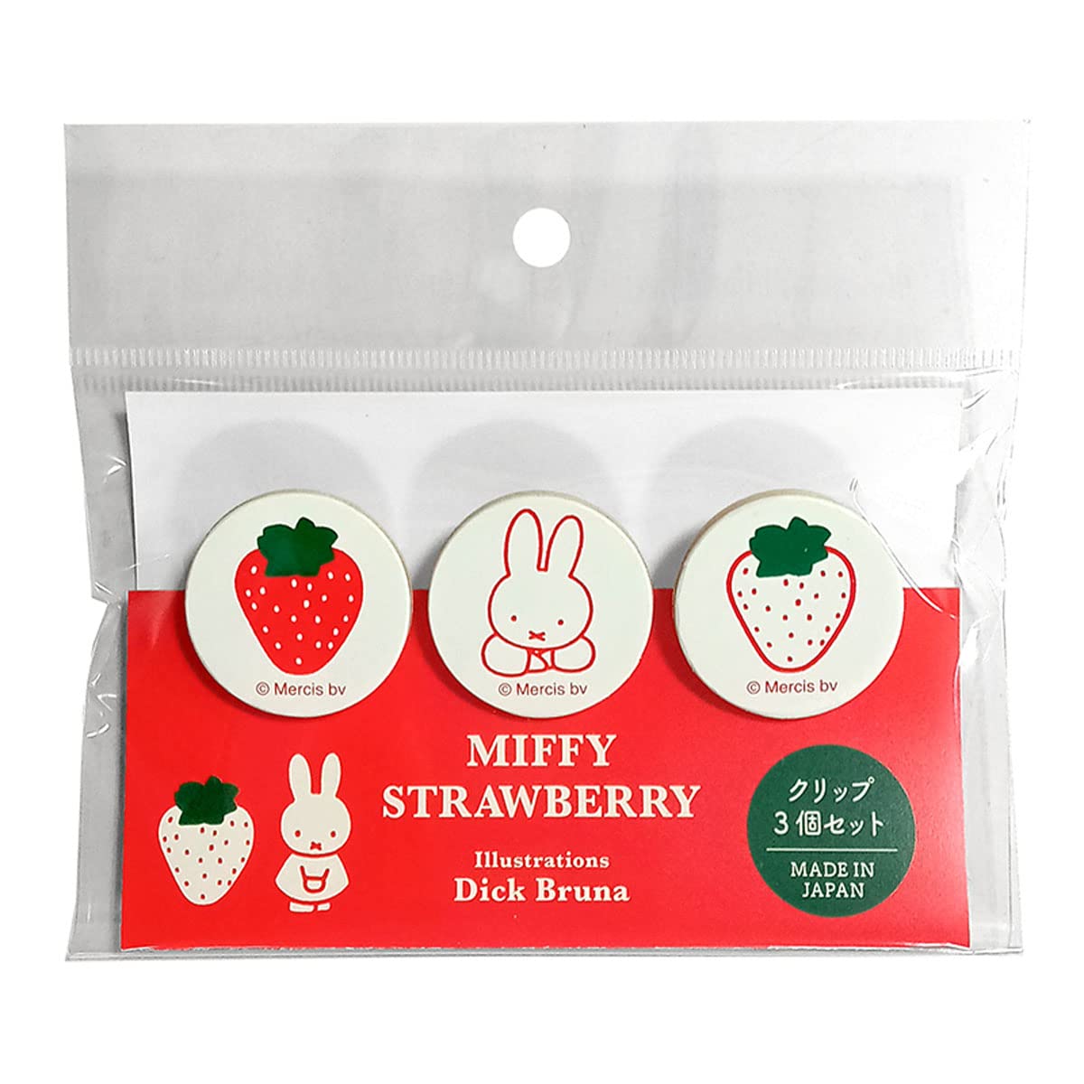 

Nagano Factory Miffy Strawberry Set of DB686 Clips, 3,