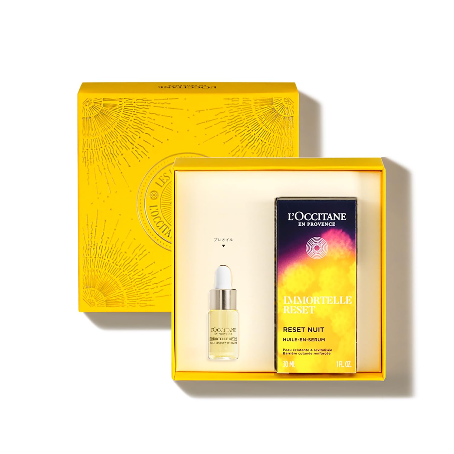 

L OCCITANE Immortelle Reset Serum & Divine Oil Skincare Gift Set, Nighttime Moisturizing Serum, Popular for Men and Women, Birthday Gift
