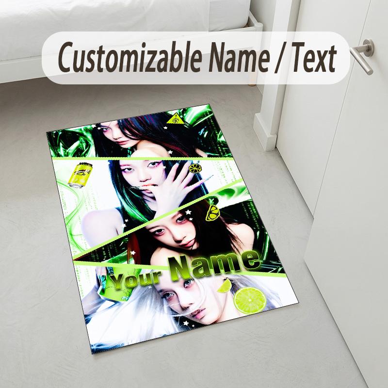 Personalized Crystal Velvet Carpet,aespa Custom Printed Name, Plush Area Rug For Home Indoor Decor