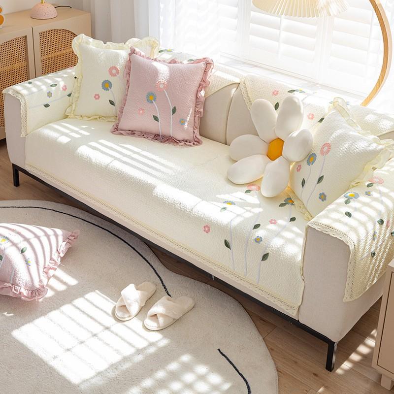 

Хлопковая подушка для дивана в пасторальном стиле, простая современная подушка для сиденья, Нескользящий чехол для дивана, универсальный чехол для дивана на четыре сезона, универсальное цветочное полотенце 70*70cm