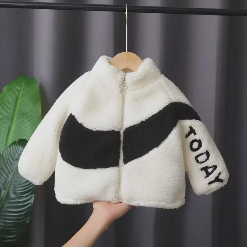 Kinder Warmer Samt Wintermantel: Stilvolles Oberteil aus Imitat-Lammfell für Jungen und Mädchen