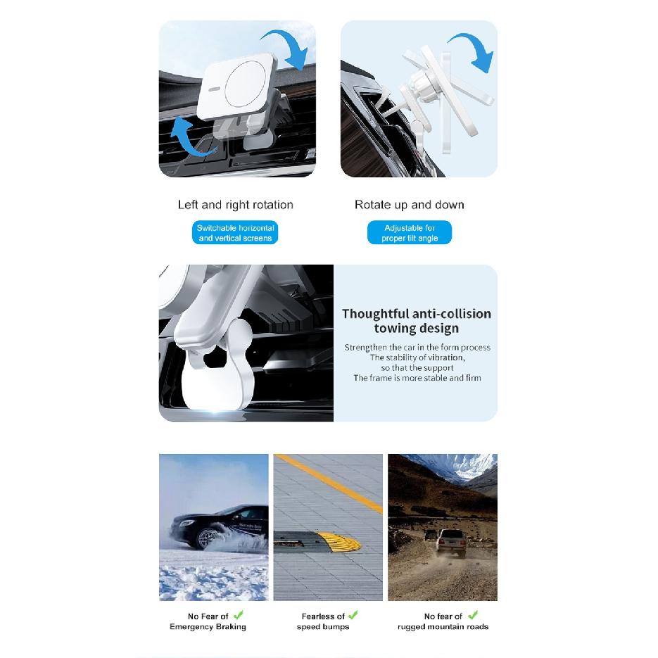 15W Magnetisches kabelloses Ladegerät Auto Air Vent Ständer Telefonhalter Mini Schnellladestation für iPhone 12 13 14 Pro Max