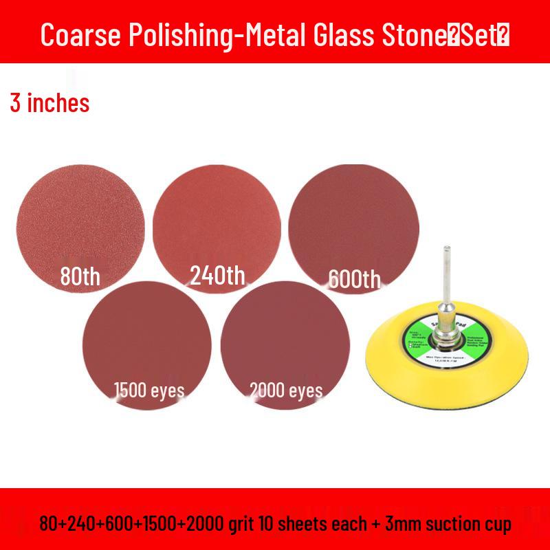Round Self-Adhesive Sanding Discs Set: 1-4 Inch Polishing Pads for Glass Grinding