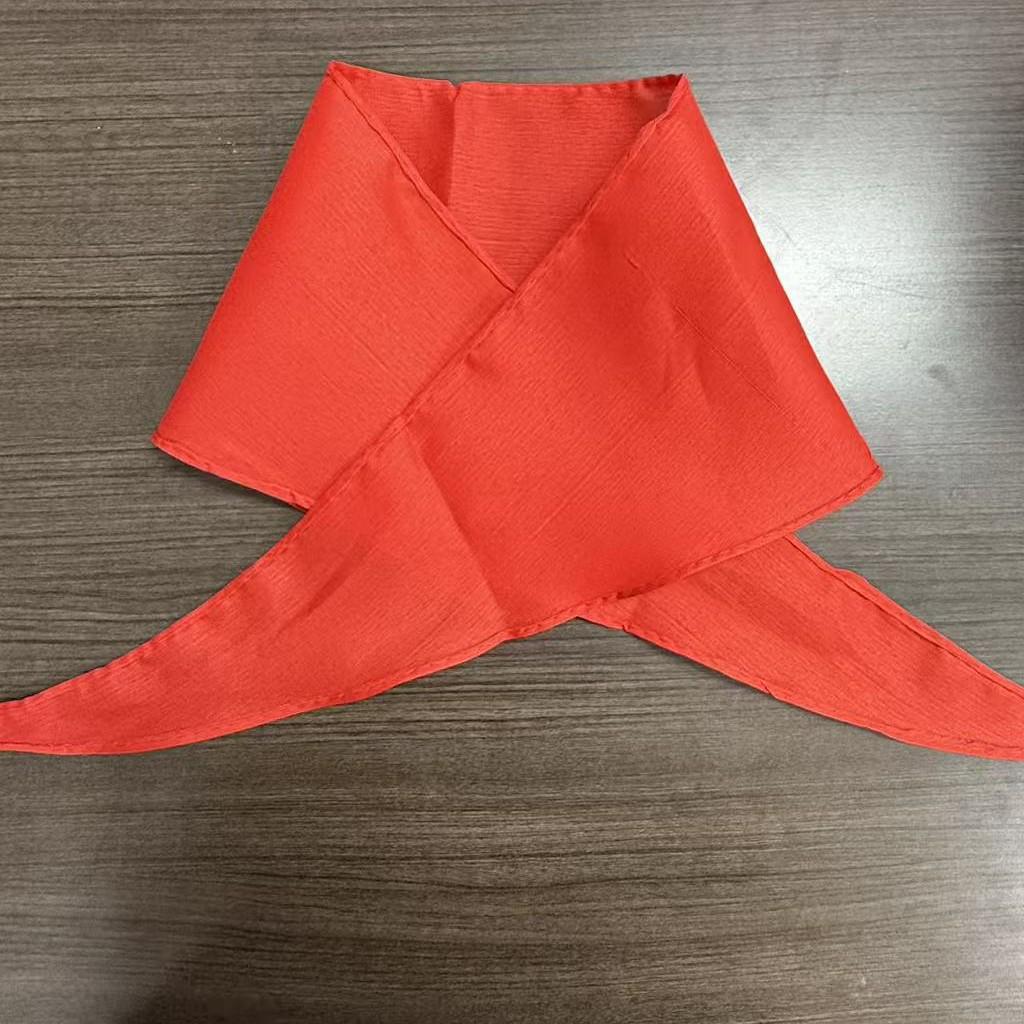 Red Primary/Middle School Scarf - Thick, Colorfast, Pure Cotton, 1.2m, Reinforced Trim