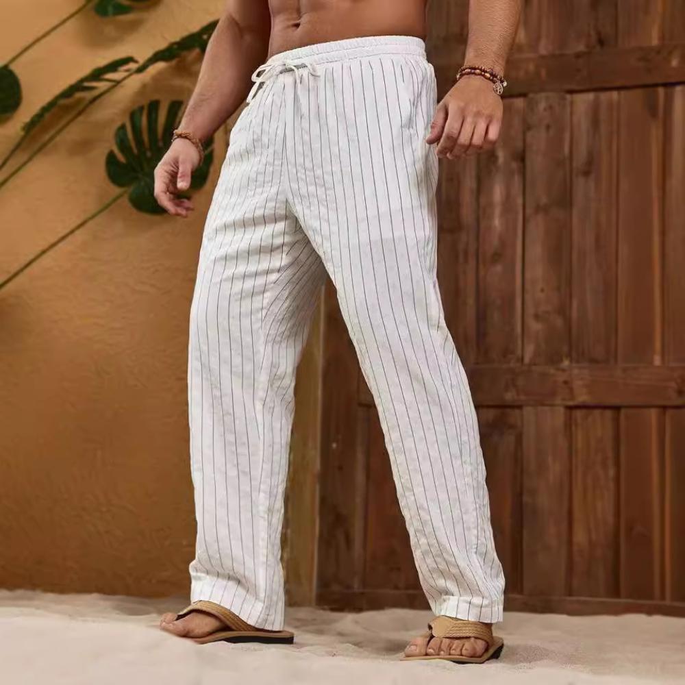 

Men s Casual Loose and Versatile Striped Pants M