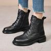 Fashion Spring Lady Ankle Booties Genuine Cow Leather Platform Shoes For Women Winter Youth Girls Soft Sole Thick Heel Knight Snow Boots