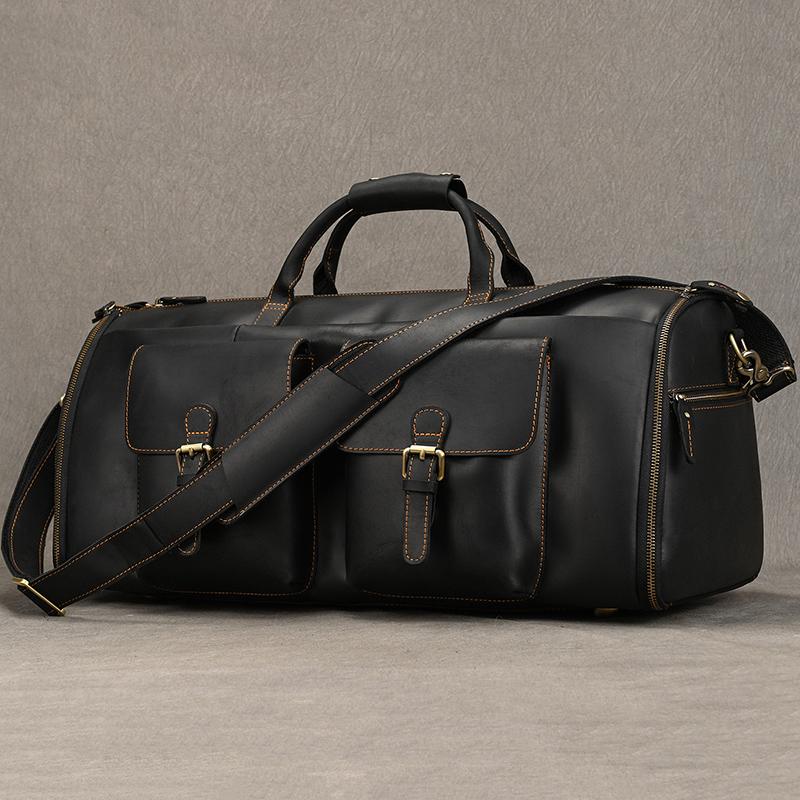 Large Men's Duffle Bag Genuine Leather Travel Bags For Men Male Handbags Weekender Suit Bag On Luggage Luxury Handbag For Suits