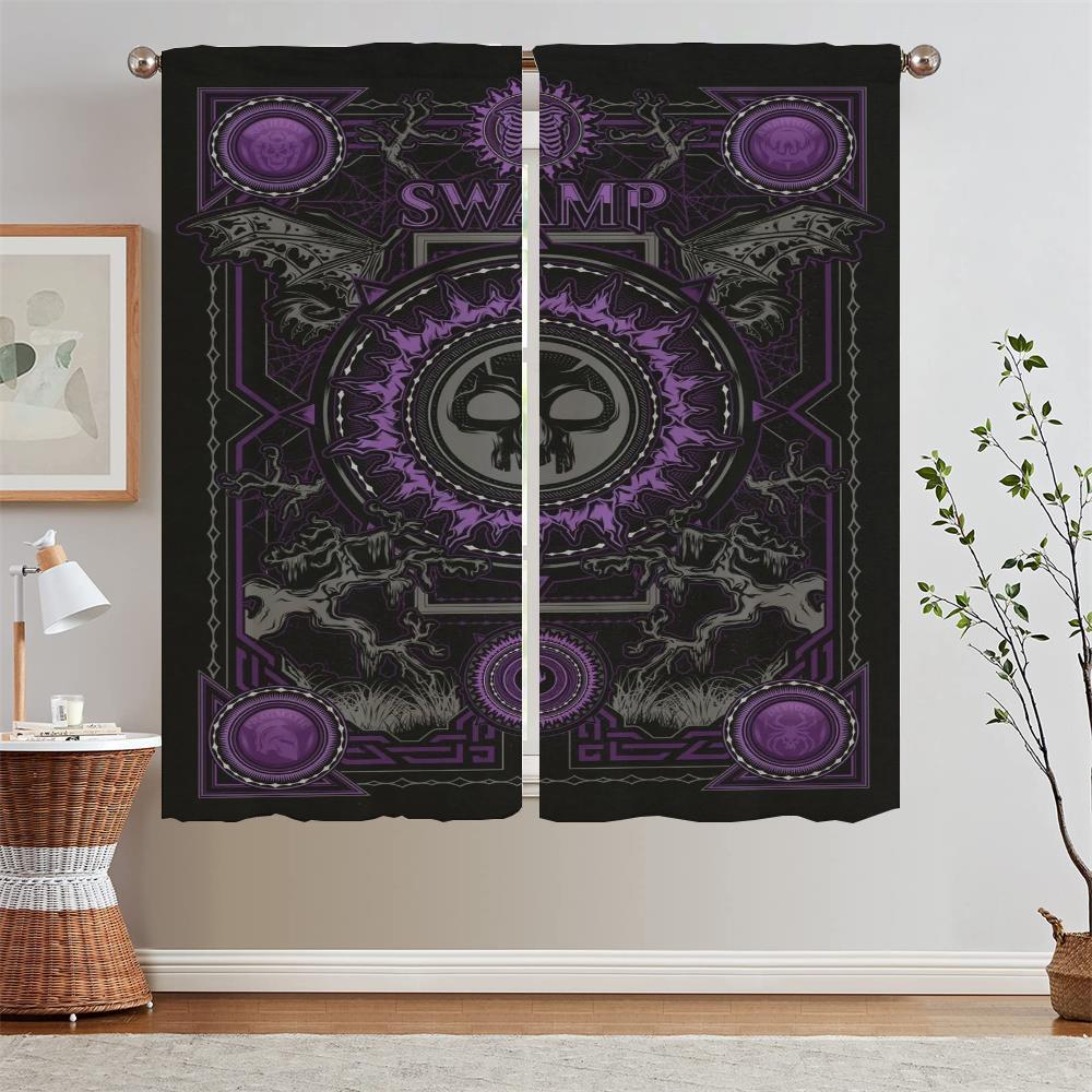 Magic the Gathering Kitchen Curtains Blackout Curtains for Window Chiffon Curtain Tiebacks Curls Blinds Cabinets for Living Room