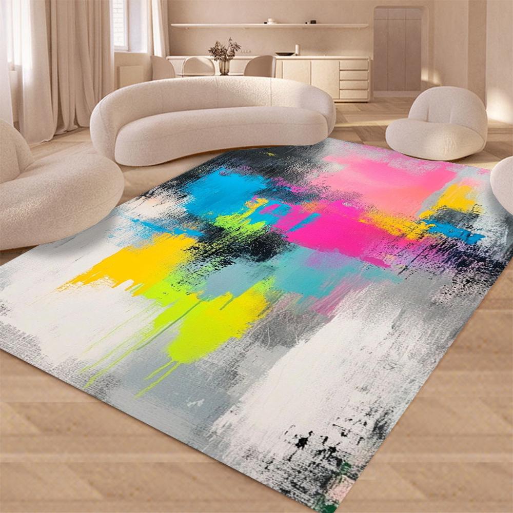 Modern Abstract Design Area Rug Non Shedding Soft Carpet for Living Room Bedroom Kitchen Doormat NonSlip Flannel Floor Mat