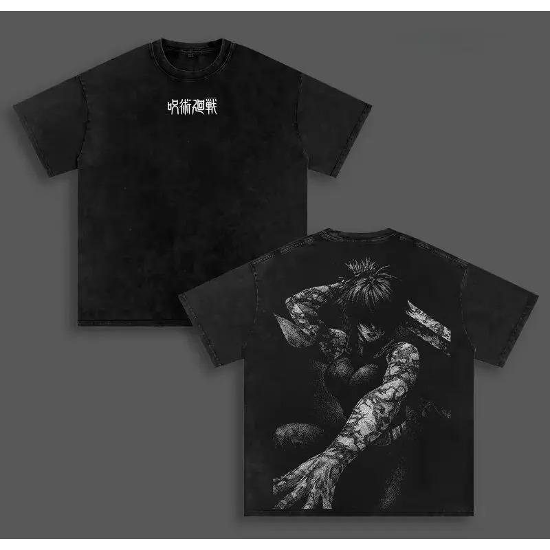 2026 Anime Jujutsu Kaisen T-shirt Zenin Maki Y2k Washed Oversized Tee Shirt Men's Summer Short Sleeve Casual Cotton Clothing Top