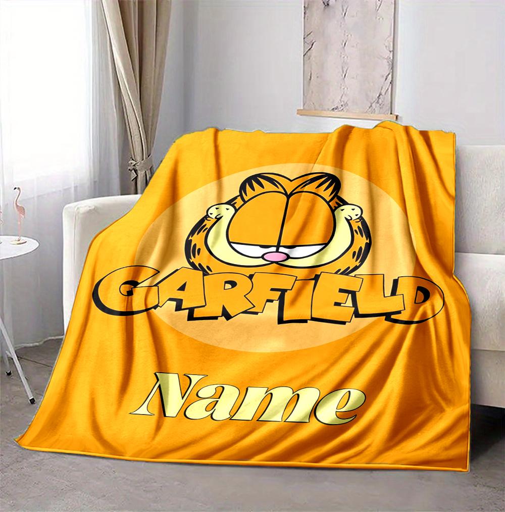 Custom Name Garfield Hug Flannel Blanket Throw Blanket Soft Warm Sofa Bed Home Decor Unique Gift