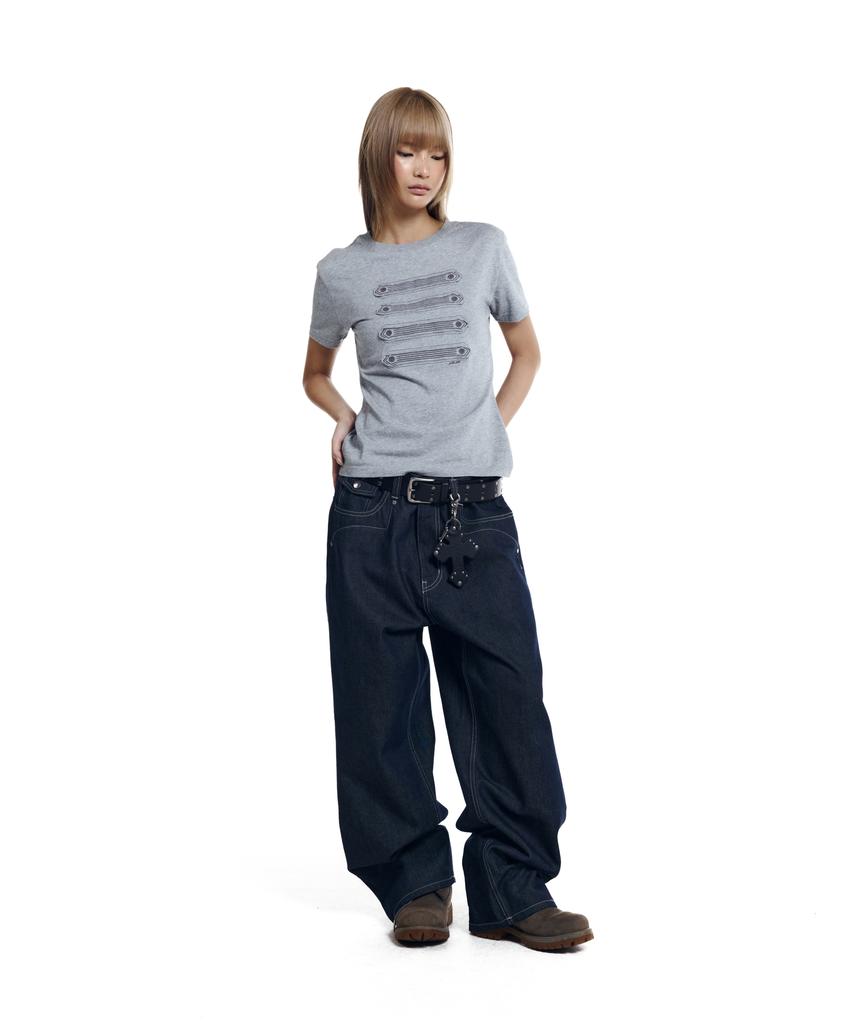 AAKAM Napoleon Corded Half Top (Gray)