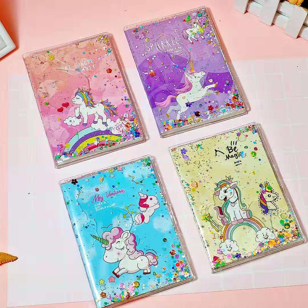 INS Sternenhimmel Einhorn A6 Notizbuch - Niedliches Herzdesign mit Treibsand-Einband, Ideal für Studenten und Trendsetter.