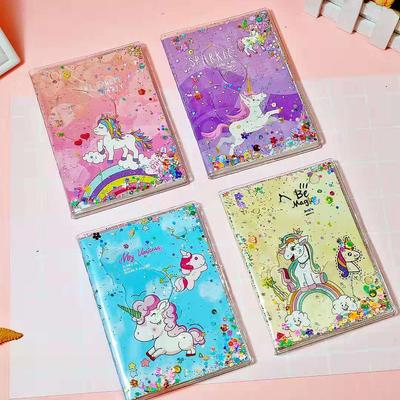 INS Starry Sky Unicorn A6 Notebook - Cute Heart Design with Quicksand Cover, Ideal for Students and Trendsetters.