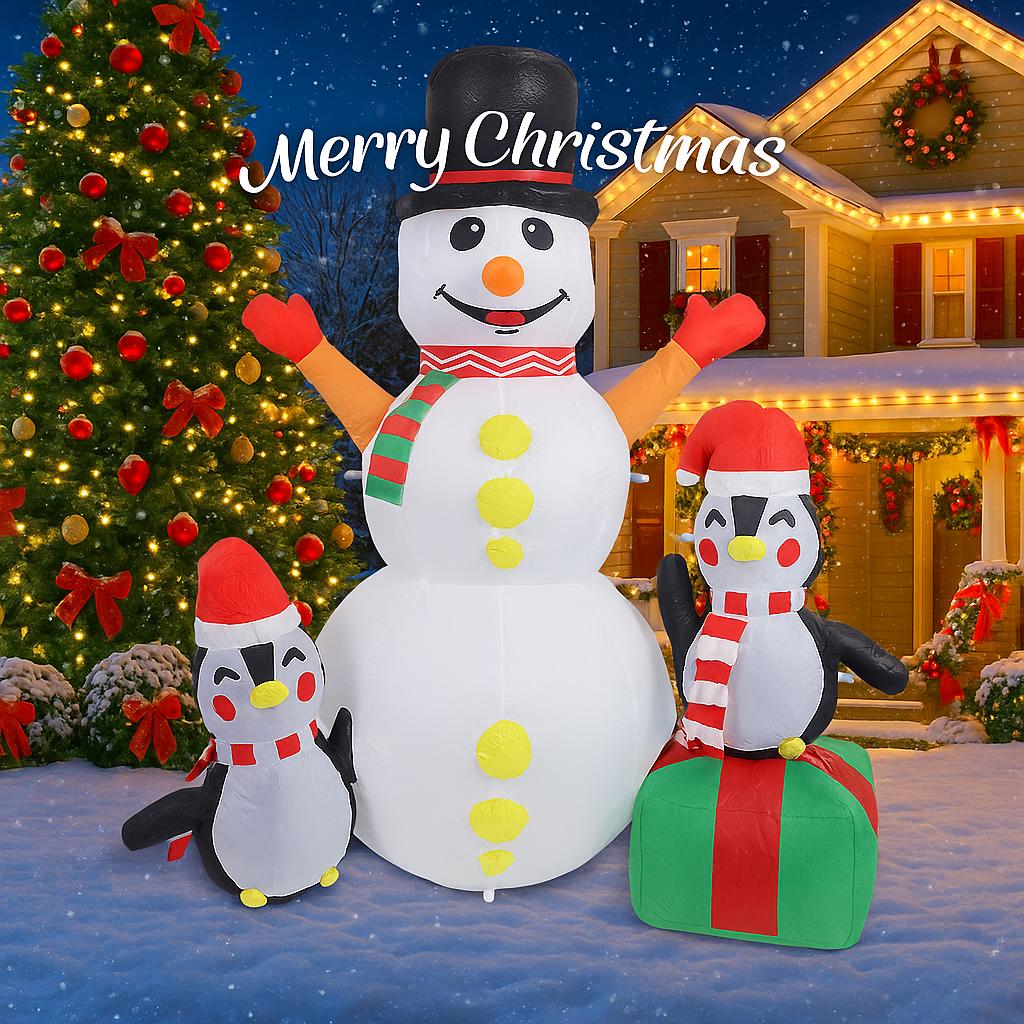 5.91FT Inflatable Snowman Penguins Toys Xmas Yard Lawn Home Party Decorations With LED Lights Christmas Supplies Ornaments Gifts