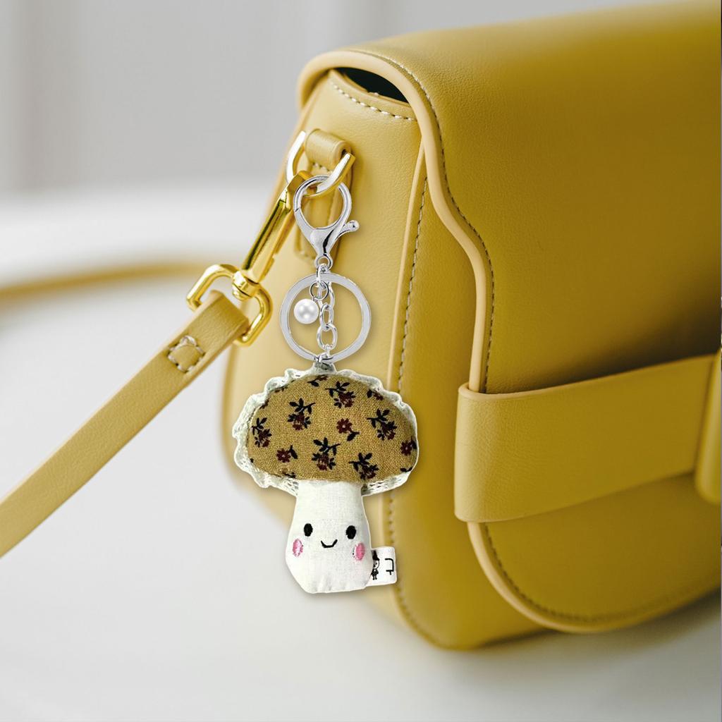 Lightweight Fabric Floral Mushroom Key Clip Keychain Pendant for Easy Carry Key Holder Bag Charm Decorative Item