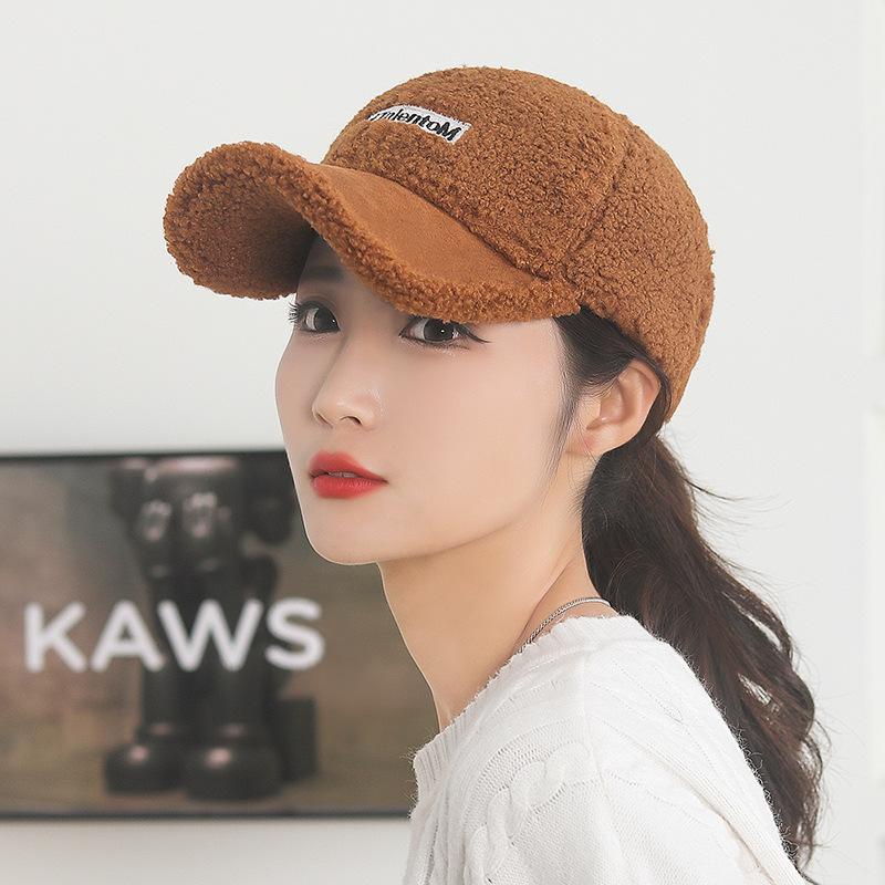 Autumn and Winter New Teddy Fleece Baseball Cap Women's Fashion Embroidery Warm Lamb Wool Cap Suede Hat