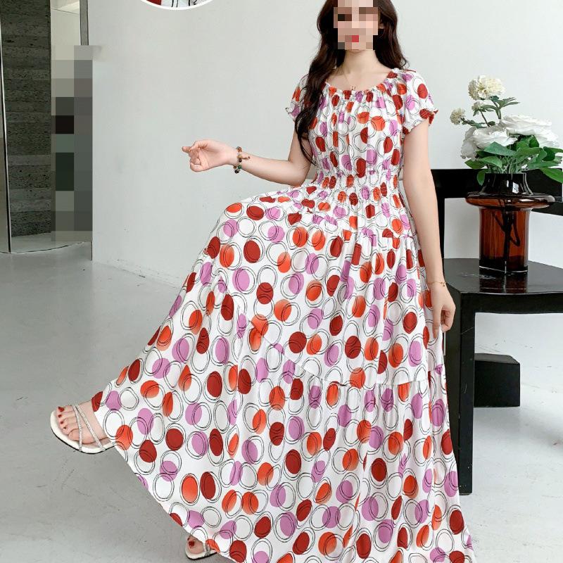 

Женское платье макси с квадратным вырезом и цветочным принтом, летнее, летящее, с оборкой по подолу, повседневный сарафан M