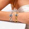 Ovales handgefertigtes Kettenarmband aus Edelstahl für Damen, Türkisches Glücksbringer-Armband mit bösem Blick, Wasserdichter Schmuck, vergoldet