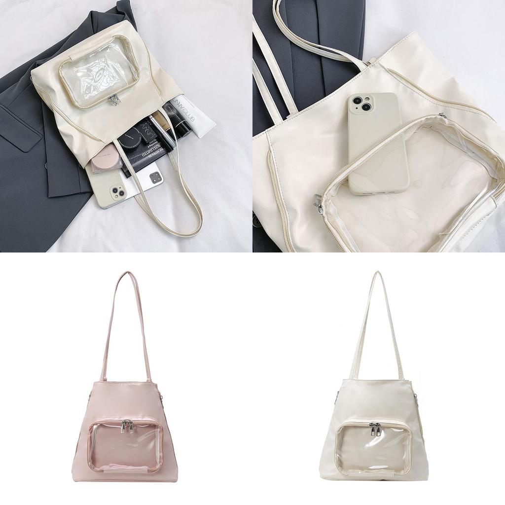 Clear Tote Bag Women Large Capacity Pu Fashion Casual Shoulder For Daily Use