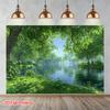 Single Piece 2D Flat Printing Loch Fyne Forest Peaceful Scenery Photographic Background Polyester Fabric