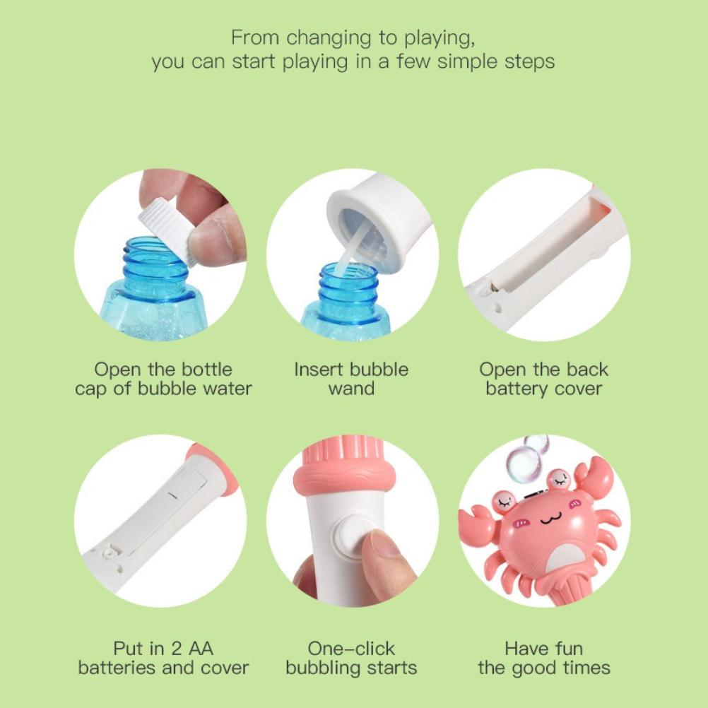 Bubble Wand Cartoon Crab Musical Bubble Blower with Lights Handheld Automatic Bubble Machine Party Favors Gifts for