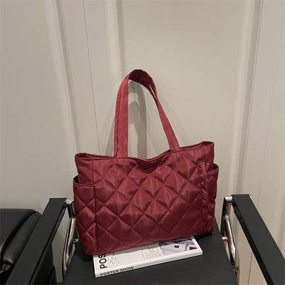 Cotton Clothing Bag Women's New Diamond Large-capacity Portable Tote Bag Commuter Shopping Shoulder Bag