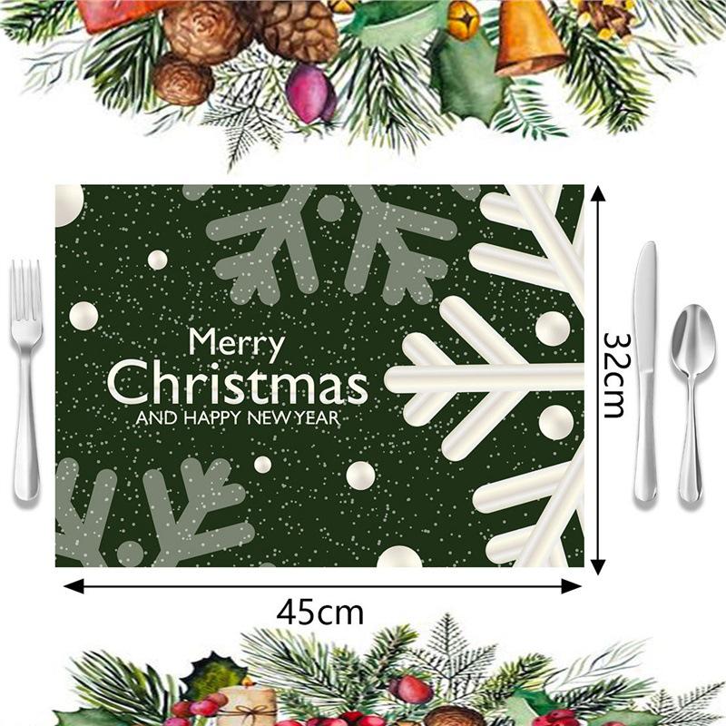 Christmas Imitation Linen Placemat - Heat Insulating Napkin for Western Cuisine Decor