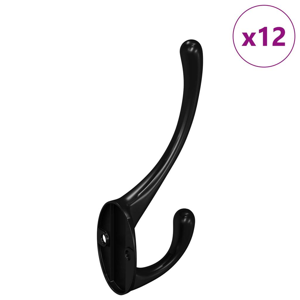 Coat Hook 12 pcs Black 102 x 29 x 47 mm Zinc Alloy