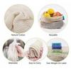 3PCS Reusable Produce Shopping and Storage Bags, Drawstring, Washable Organic Cotton Mesh