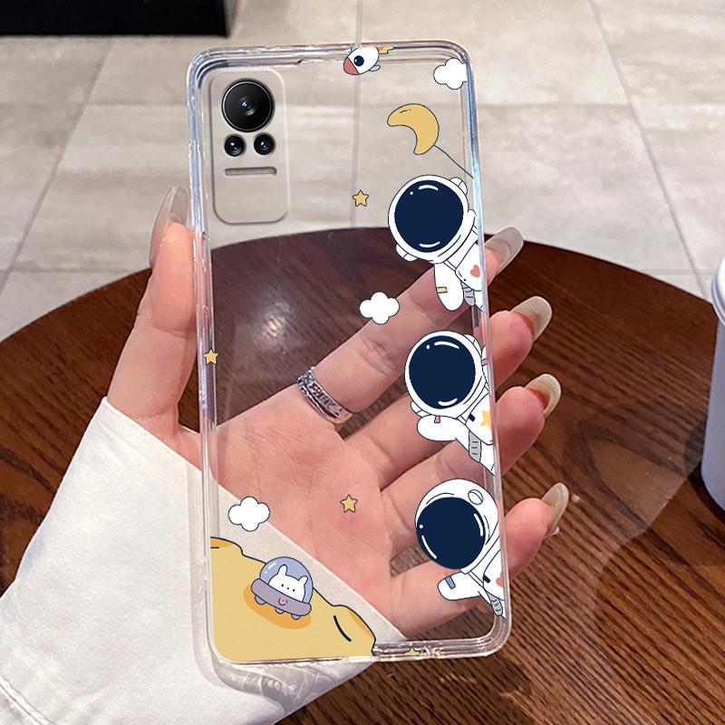 Casing For Xiaomi Mi Civi / 1S Ultra Thin Clear Transparent Aesthetic Cute Cat Astronaut Phone Case Back Protective Cover Shell