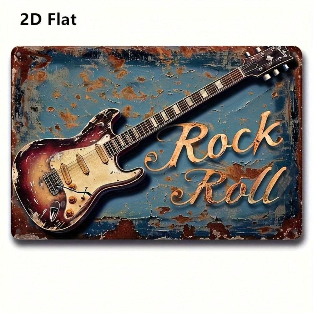 

Vintage Electric Guitar Wall Art Rustic Rock Decor Sign Distressed Finish Home Cafe Garden Music Room Indoor Outdoor Durable Metal Tin 20x30 разноцветный