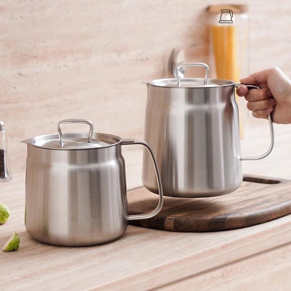 1.5/2L Deep Frying Pot 304 Stainless Steel Kitchen Fry Pot Multifunctional Oil Storage Container Kitchen Cooking Tools