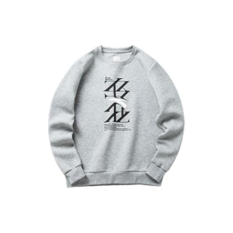 ANTA Basketball Collection Sweatshirts Men s Gray Heather Gray Crew Neck Moderate 152211734-4 S