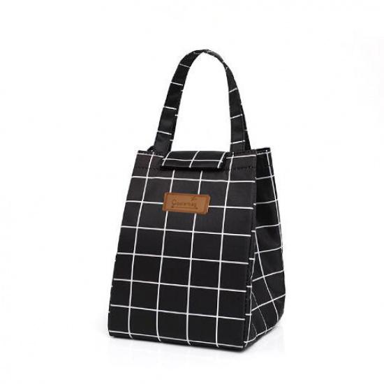 

инс портативная сумка-термос с принтом по краю, сумка для ланча, сумка-холодильник, сумка-термос, утолщенная сумка для ланча, для работы чёрный