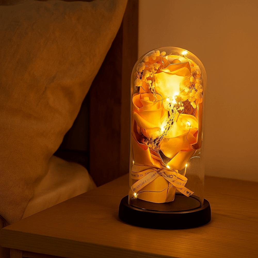 Luminous Artificial Rose Light Romantic LED Eternal Flower Rose Acrylic Cover Ornament Home Decor