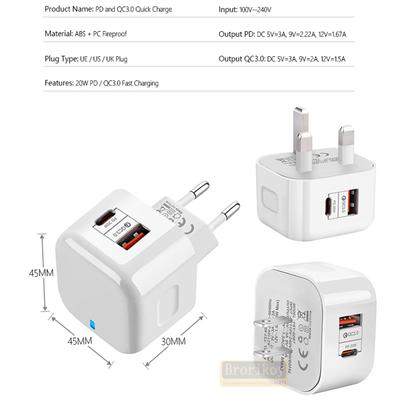 USB C Şarj Cihazı 40W Hızlı Şarj Fişi 2 Portlu Type C Şarj Cihazı PD Duvar Şarj Cihazı Güç Adaptörü Samsung Xiaomi iPhone 14 13 için QC3.0