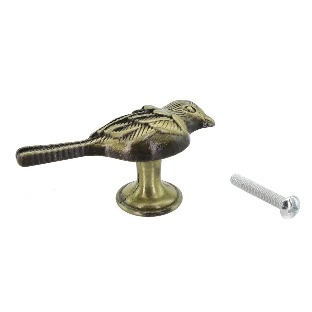 1Pc Retro Solid Handles Golden Feather Little Bird Shaped Cabinet Door Knobs Dresser Pulls Handmade Furniture Knob