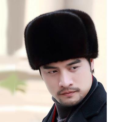 2022 Winter Man Top Real Mink Fur Bomber Hat Male Genuine Marten Head Warm Black Brown Caps Best Gift For Dad Gorras