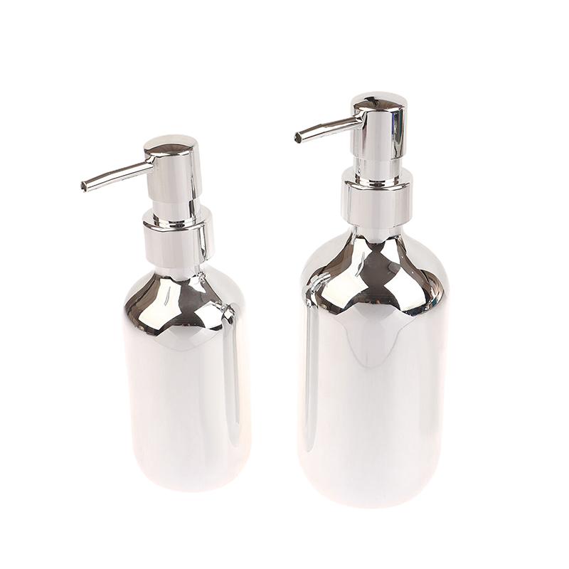 300/500Ml Silver Plating Soap Dispenser Bottle Empty Hand Press Refillable Lotion Bathroom Shampoo Shower Gel Container Accessor